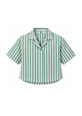 GREEN STRIPED LINEN SHIRT