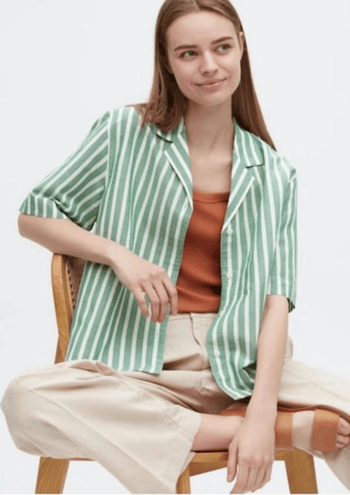 GREEN STRIPED LINEN SHIRT