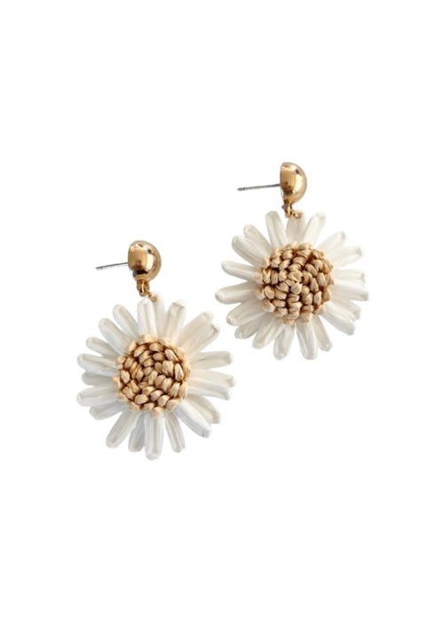 BOUCLES D'OREILLES FLEURIES BLANCHES