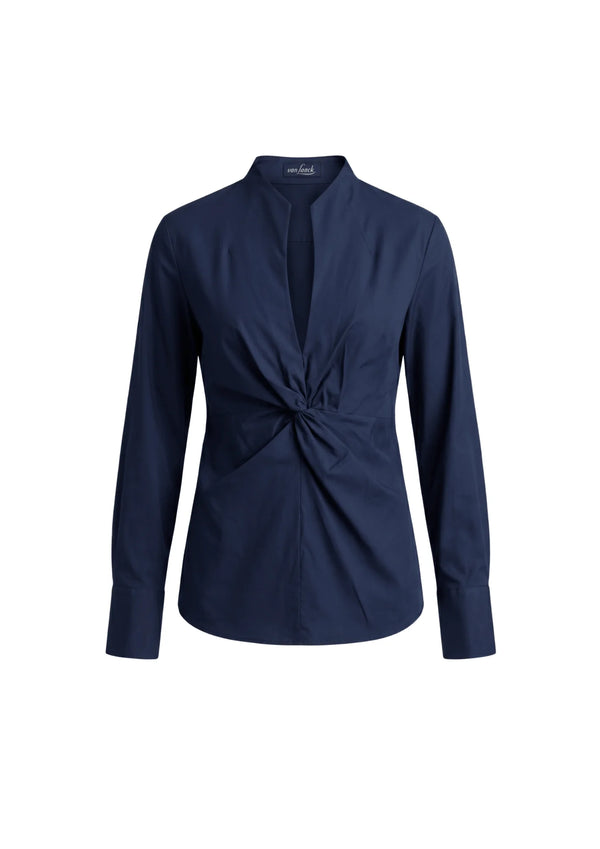 NAVY CORELIA V-NECK BLOUSE