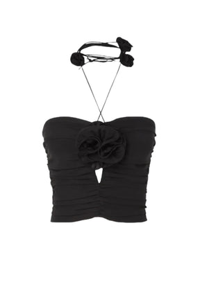 Haut du corset floral noir