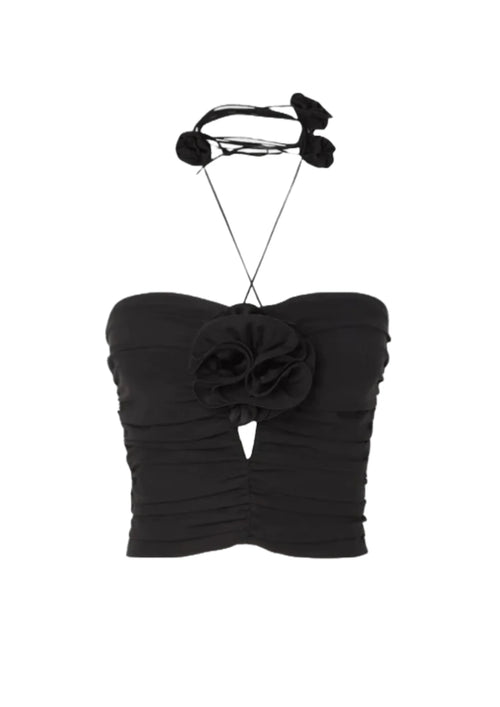 Haut du corset floral noir