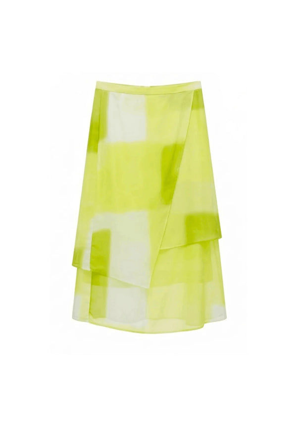 LIME GREEN ASYMMETRIC SKIRT