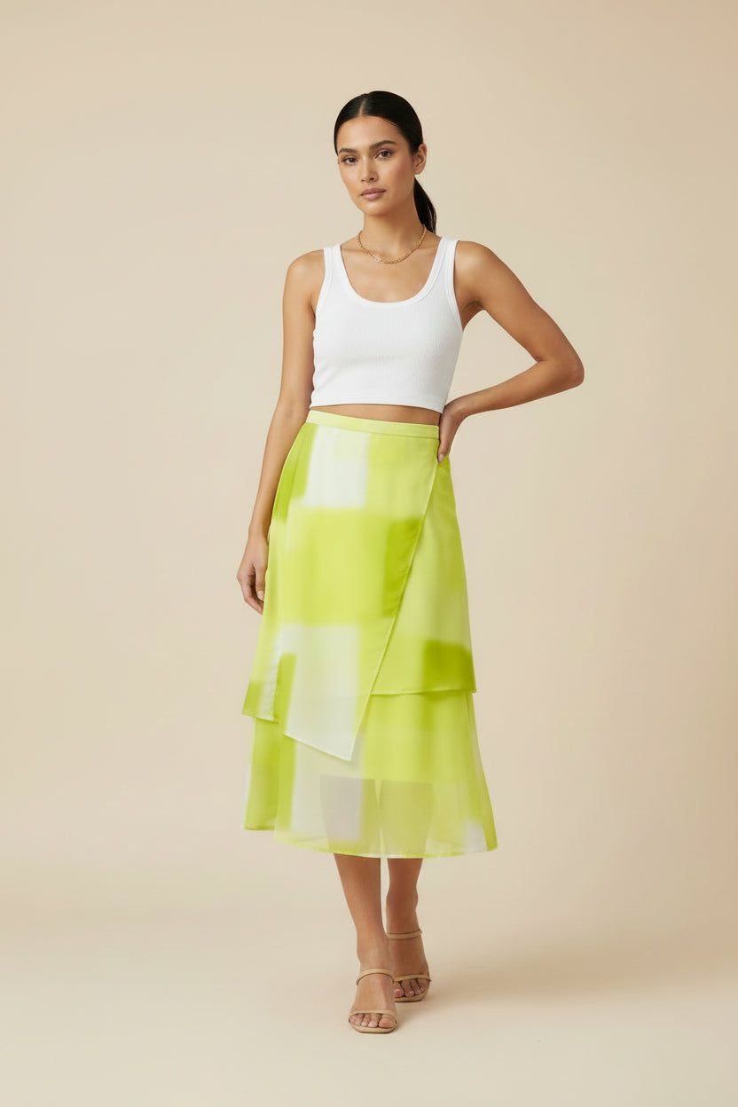JUPE ASYMÉTRIQUE VERT LIME