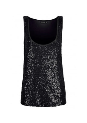 BLACK JESSIE SEQUINED LONG TOP
