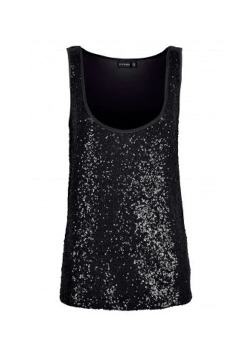 Schwarzer Jessie -Pailletten -Long Top
