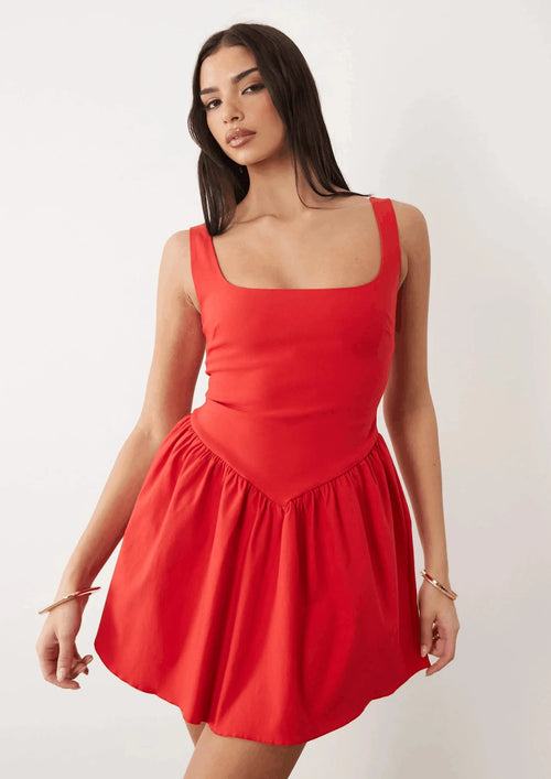SQUARE NECK SKATER MINI DRESS