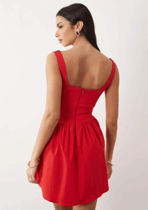 SQUARE NECK SKATER MINI DRESS