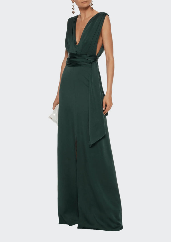 FOREST GREEN SATIN GOWN