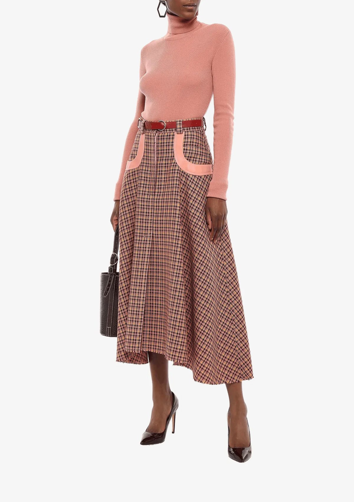RUFFLED WOOL-JACQUARD MIDI SKIRT