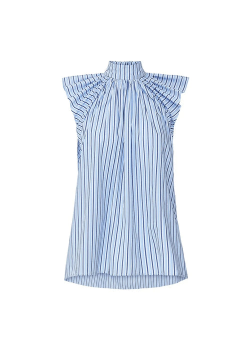 BLUE STRIPED HIGH NECK TOP