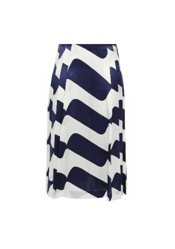Jupe midi à rayures bleues et blanches