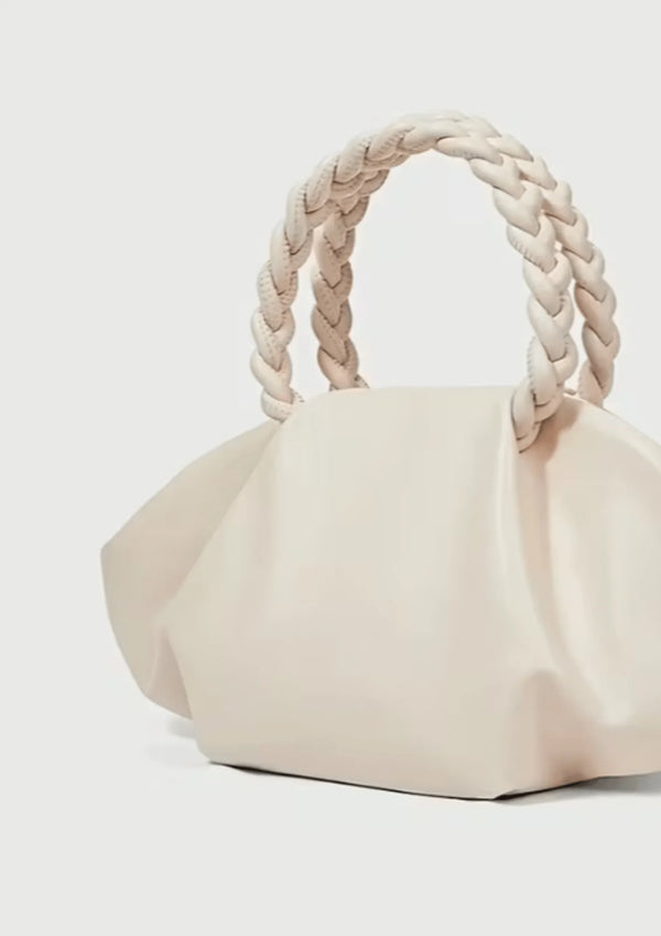 IVORY BRAIDED STRAP BAG