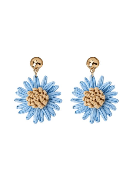 BOUCLES D'OREILLES FLEURIES BLEU CLAIR