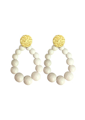 WHITE BEADS DANGLE EARRINGS