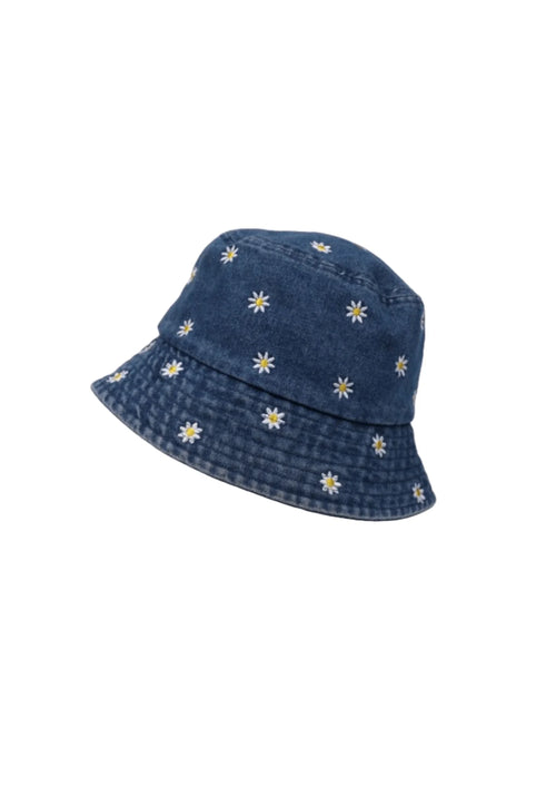 NAVY DAISY DENIM BUCKET HAT