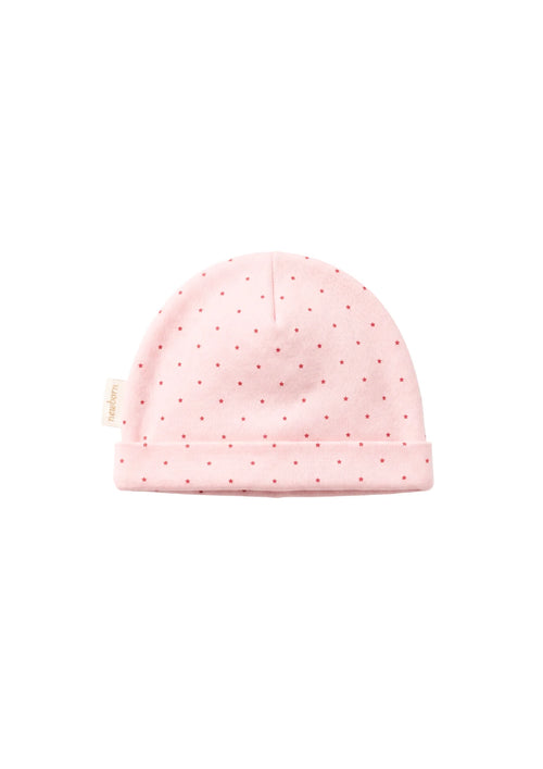 BONNET DE NAISSANCE ÉTOILES ROSES