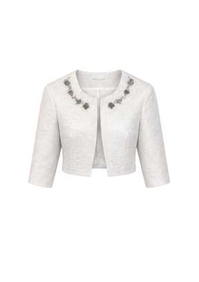 Veste brodée blanche et grise