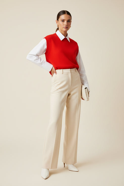 ROTER ÄRMELLOSER PULLOVER