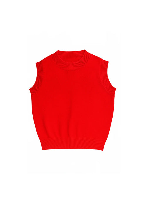 RED SLEEVELESS SWEATER