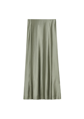 GRÜNER SATIN MIDI-ROCK