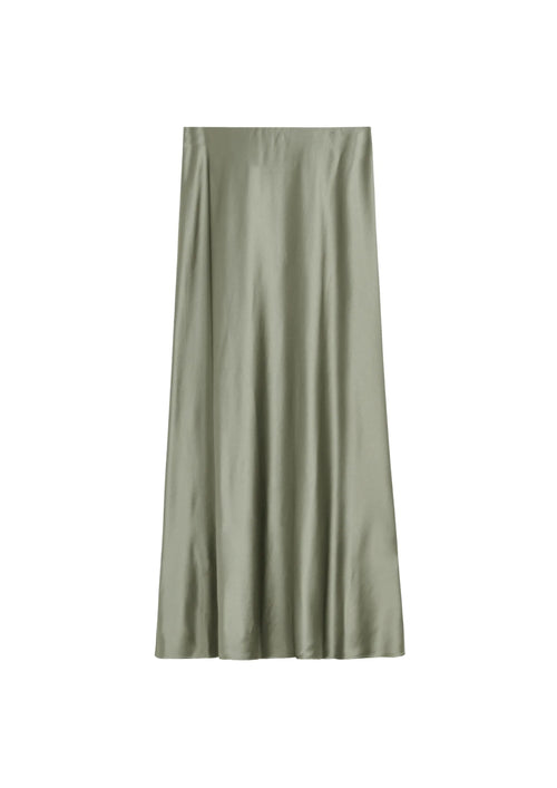 JUPE MIDI EN SATIN VERT