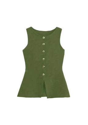 KHAKI SLEEVELESS TOP