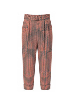 CHECKERED HIGH-WAIST TROUSERS