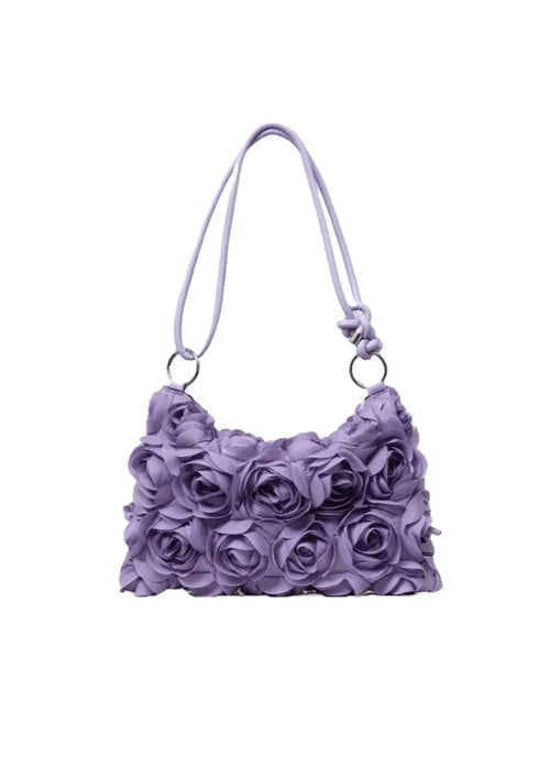 Sac à main à la fleur de rose violette