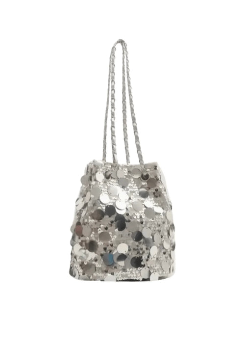 Sac de godet à paillettes en argent