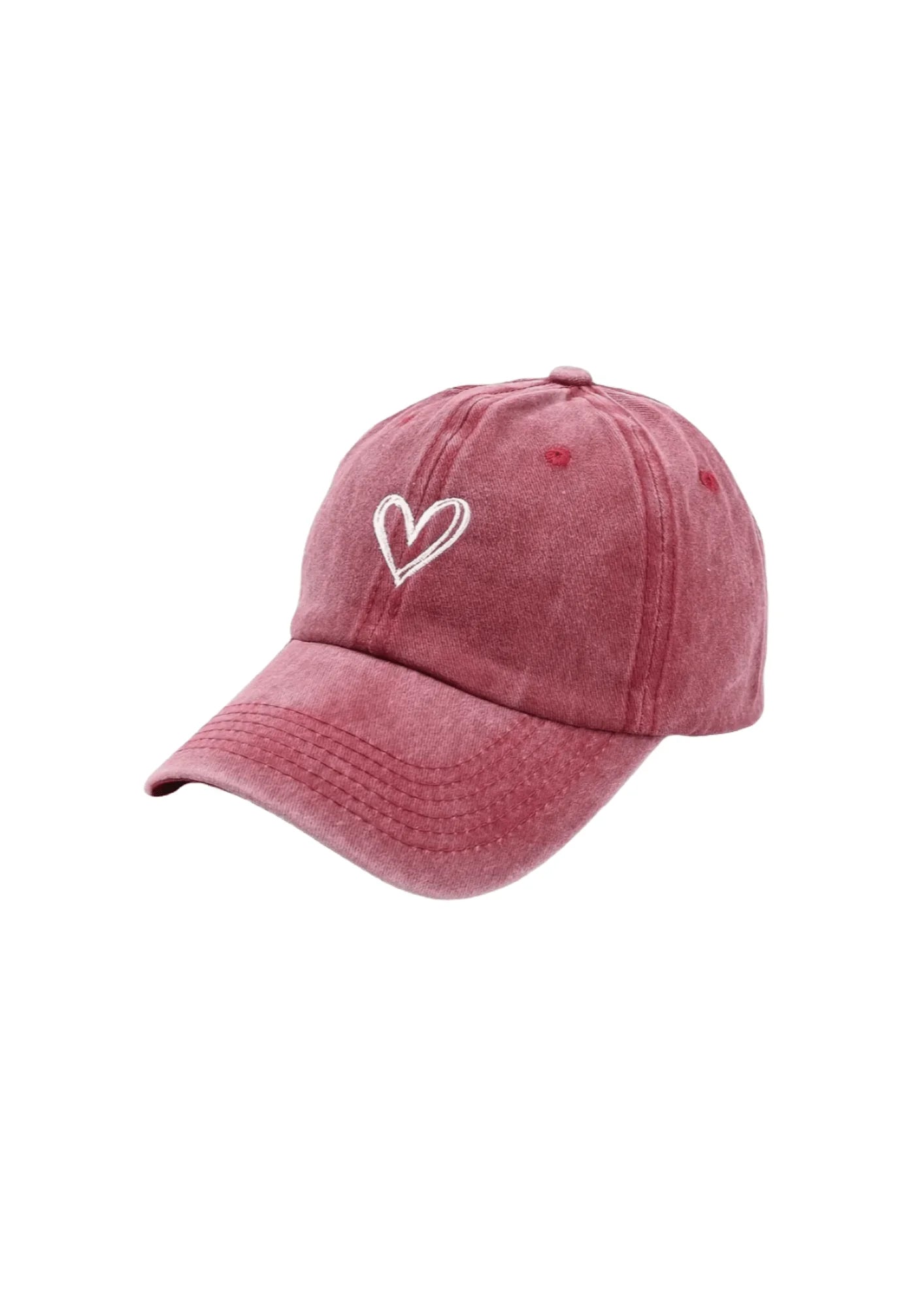 PINK EMBROIDERED HEART CAP