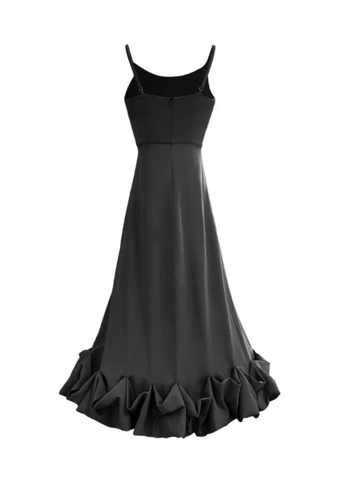 Robe midi à volants noirs