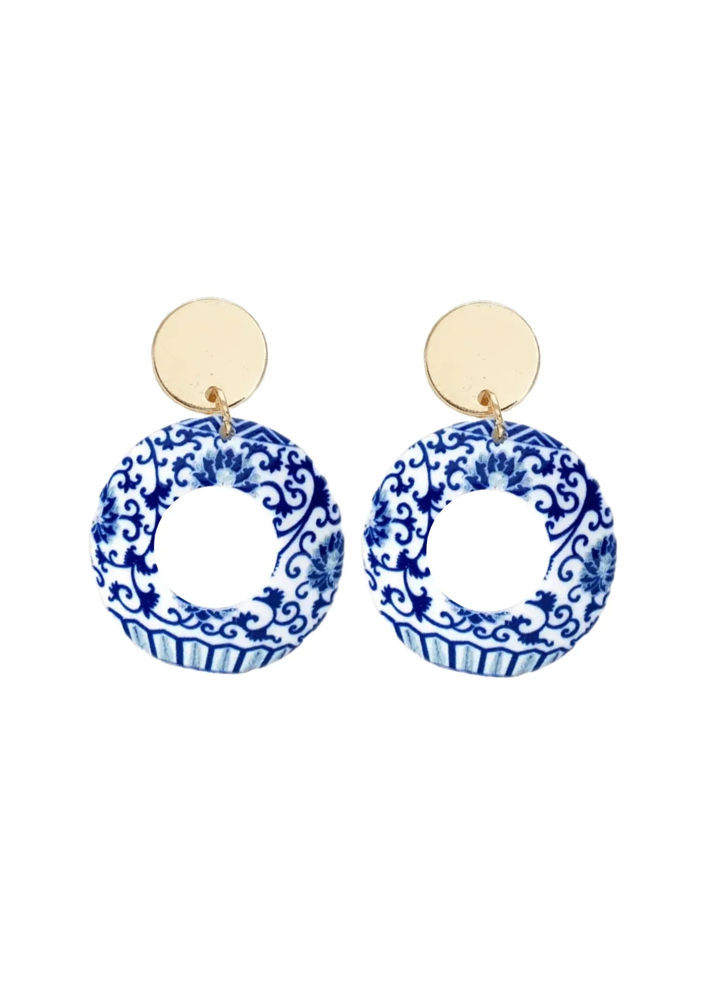 Boucles d'oreilles de style chinois en acrylique bleu