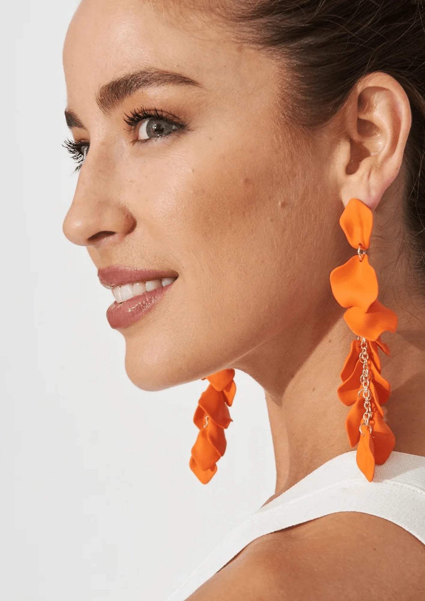 TANGERINE FLORAL DROP EARRINGS