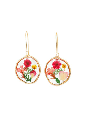 BOUCLES D'OREILLES FLEURS SÉCHÉES ROUGES