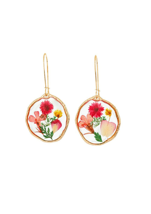 BOUCLES D'OREILLES FLEURS SÉCHÉES ROUGES