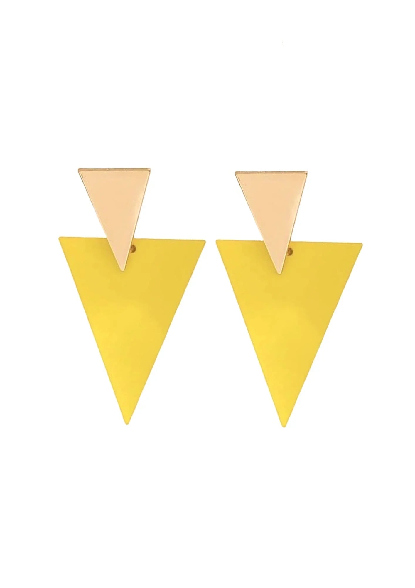 BOUCLES D'OREILLES DOUBLE TRIANGLE JAUNE 