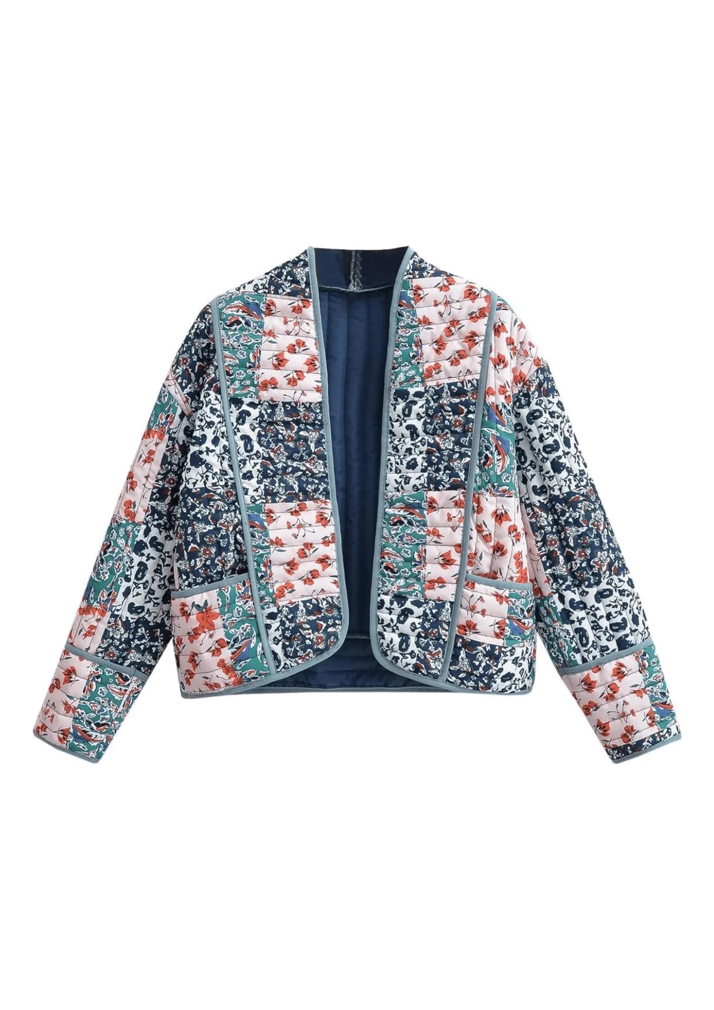 BLUE FLORAL QUILTED JACKET