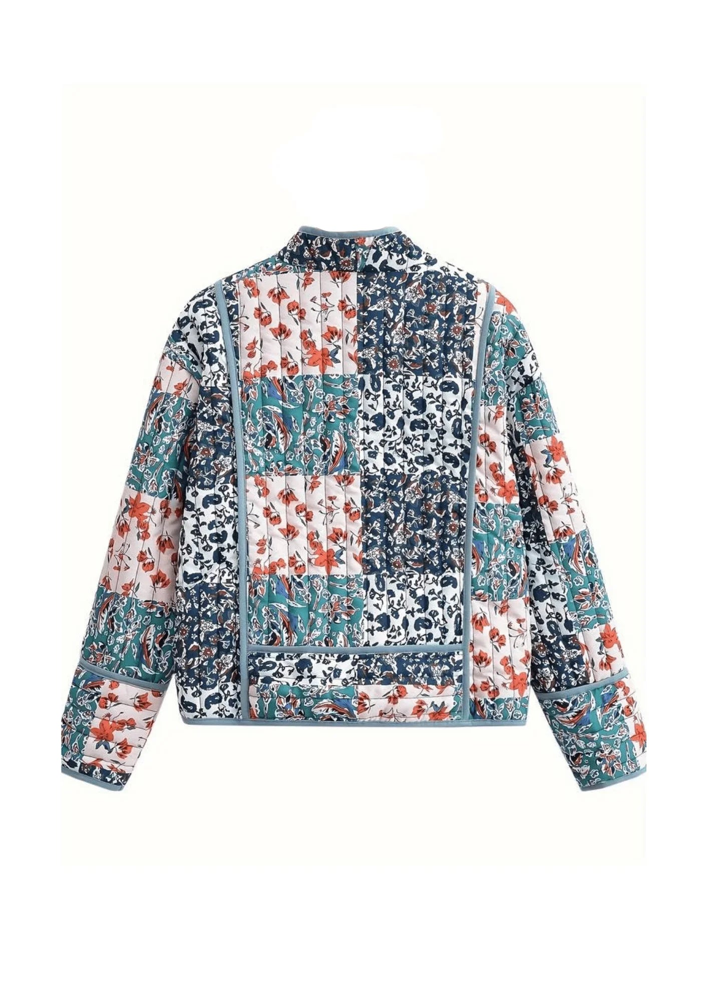 VESTE MATELASSÉE À FLEURS BLEU