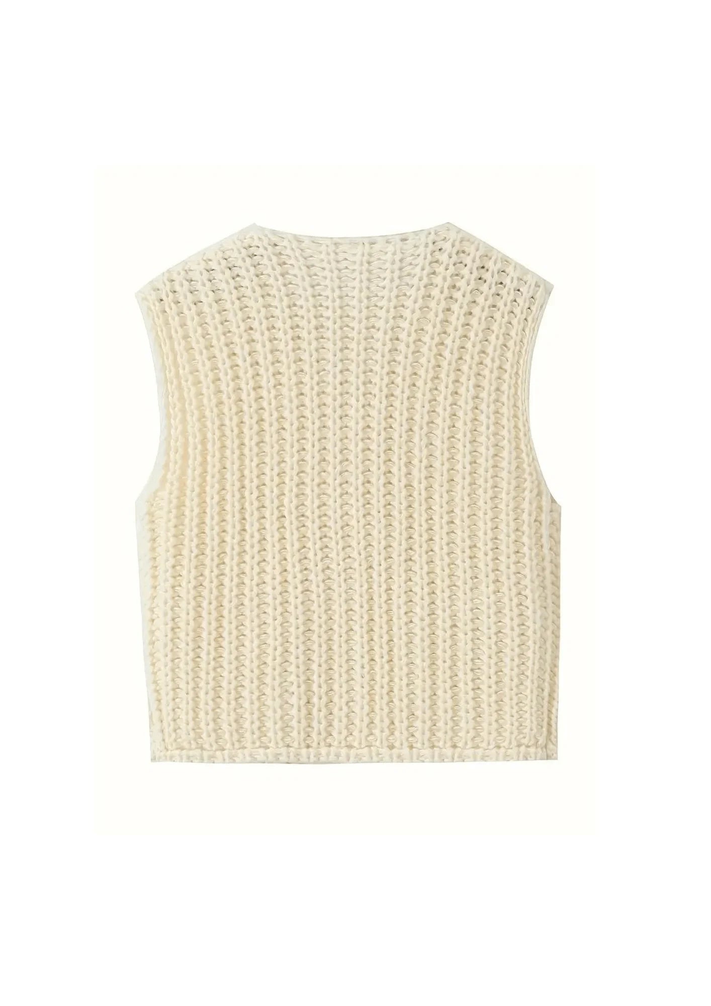 BEIGE SLEEVELESS KNIT VEST CARDIGAN