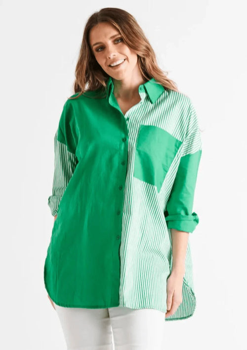 GRÜNES GESTREIFTES HEMD