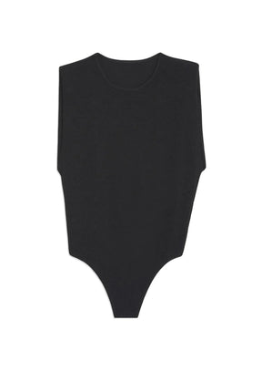 Schwarzer Schulterpolsterbodysuit