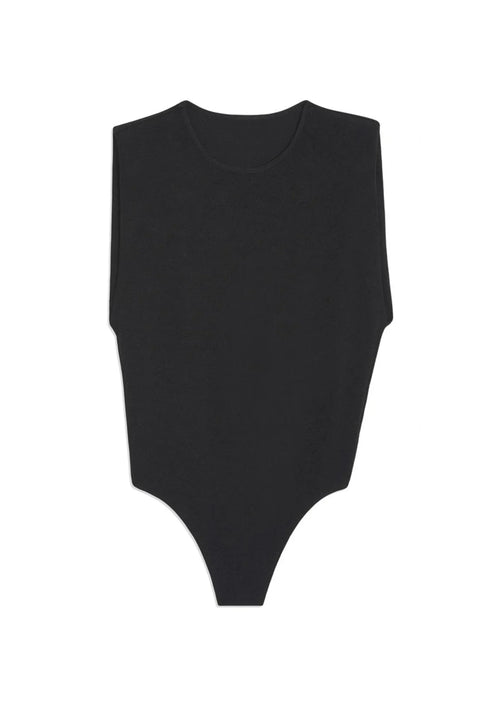 BLACK SHOULDER PAD BODYSUIT
