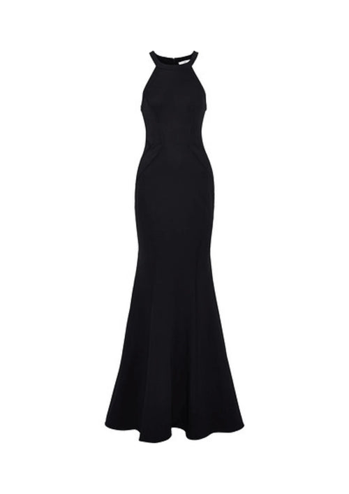 BLACK FLUTED LONG DRESS