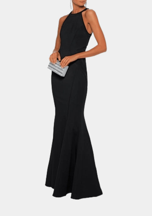 BLACK FLUTED LONG DRESS