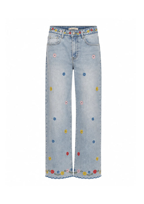 FLORAL DENIM TROUSERS