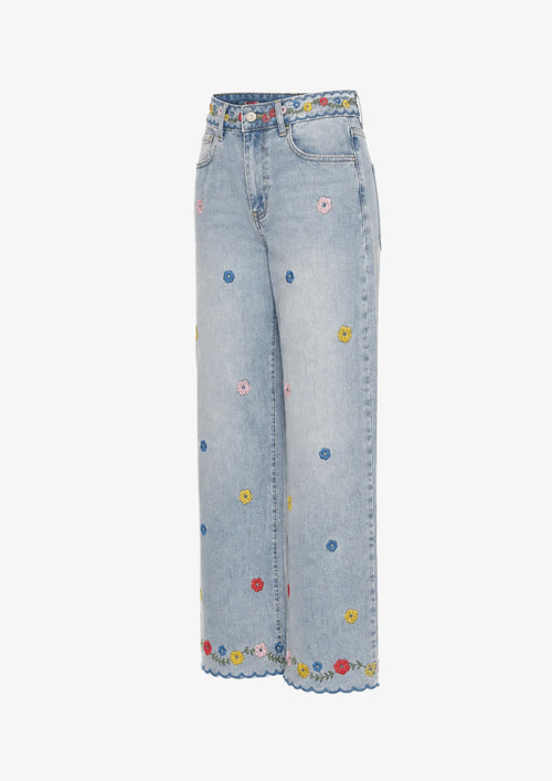FLORAL DENIM TROUSERS