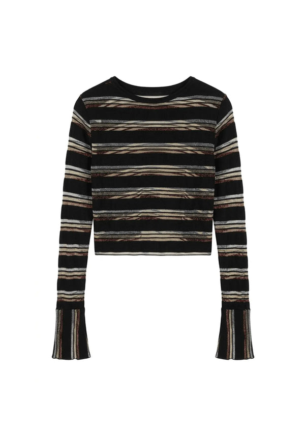 SCHWARZES LUREX-STREIFEN-TOP