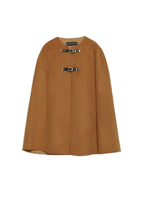 CAMEL WOOL CAPE PONCHO