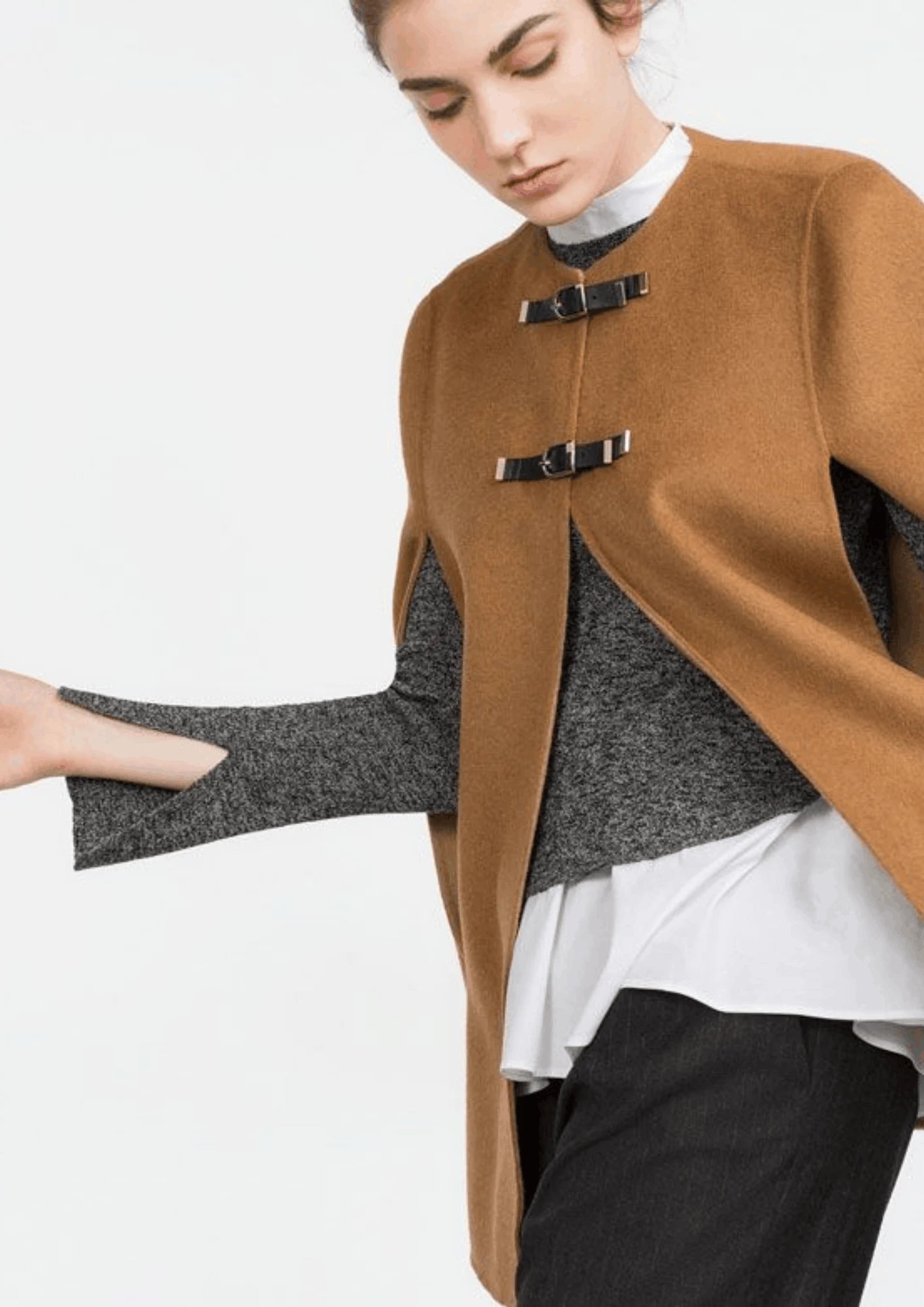 Camel Wool Cape Poncho - Zara I Rent or Buy now – codressing